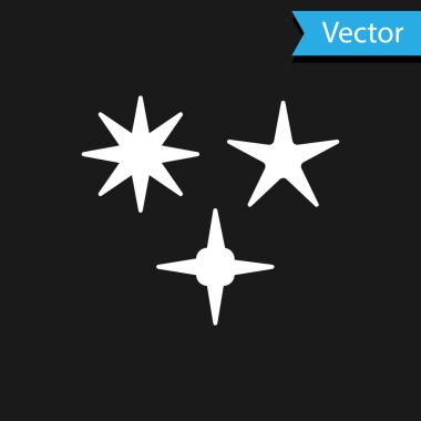 Siyah arkaplanda beyaz yıldız ikonu izole edildi. Göktaşı, göktaşı, kuyruklu yıldız, asteroid, yıldız ikonu. Vektör İllüstrasyonu