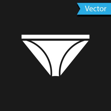 Beyaz adam iç çamaşırı simgesi siyah arkaplanda izole edilmiş. Erkek iç çamaşırı. Vektör İllüstrasyonu