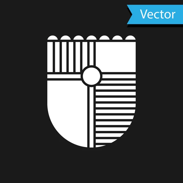 Bouclier blanc pour icône de jeu isolé sur fond noir. Illustration vectorielle — Image vectorielle