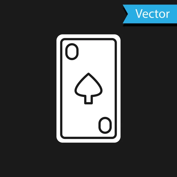 Blanc Carte à jouer avec des diamants icône symbole isolé sur fond noir. Casino de jeu. Illustration vectorielle — Image vectorielle