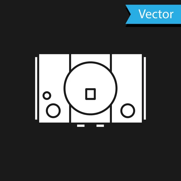 Ícone de console de videogame branco isolado em fundo preto. Ilustração vetorial — Vetor de Stock