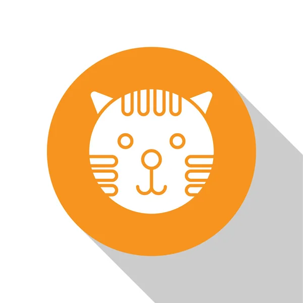 Bílý tygr znamení ikona izolované na bílém pozadí. Astrologická sbírka horoskopů. Oranžový knoflík. Vektorová ilustrace — Stockový vektor