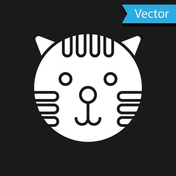 Signo del zodíaco del tigre blanco aislado sobre fondo negro. Colección de horóscopos astrológicos. Ilustración vectorial — Vector de stock