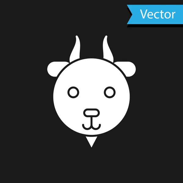 Signo del zodíaco de Aries blanco aislado sobre fondo negro. Colección de horóscopos astrológicos. Ilustración vectorial — Vector de stock