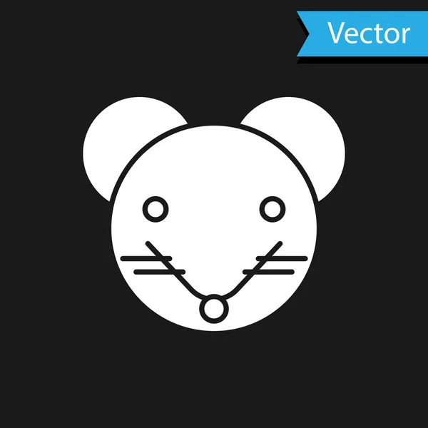 Rat blanc signe du zodiaque icône isolée sur fond noir. Collection d'horoscope astrologique. Illustration vectorielle — Image vectorielle