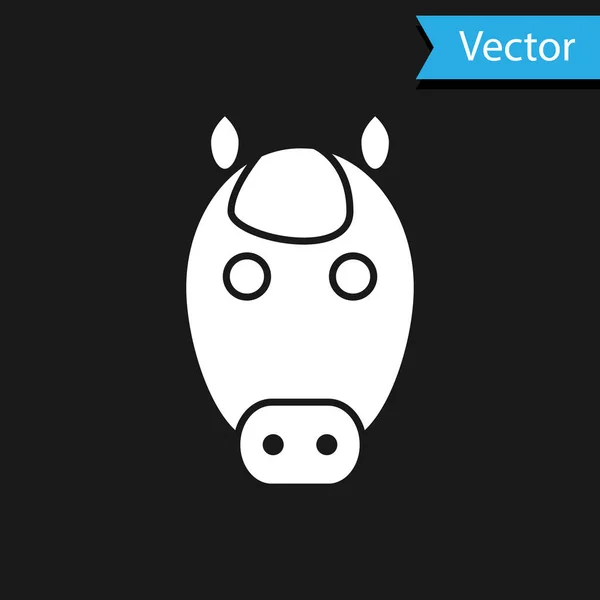 Icono del signo del zodíaco Caballo Blanco aislado sobre fondo negro. Colección de horóscopos astrológicos. Ilustración vectorial — Vector de stock