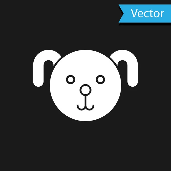 Vit hund zodiac skylt ikon isolerad på svart bakgrund. Astrologiska horoskop samling. Vektor Illustration — Stock vektor