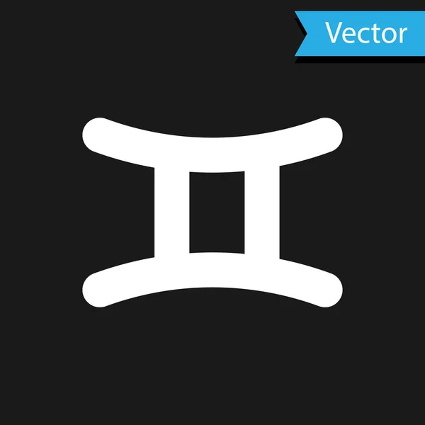 Weißes Tierkreiszeichen-Symbol isoliert auf schwarzem Hintergrund. astrologische Horoskopsammlung. Vektorillustration — Stockvektor