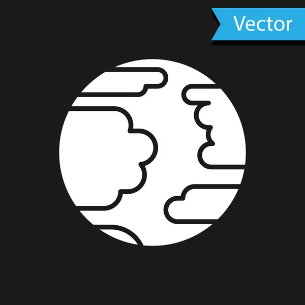Icône Mercure Planète Blanche isolée sur fond noir. Illustration vectorielle — Image vectorielle