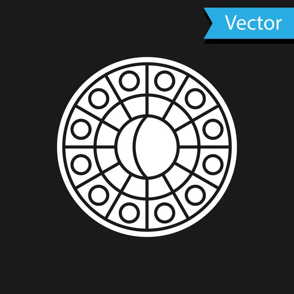 Гороскоп Белой Астрологии с иконой зодиака выделен на черном фоне. Векторная миграция — стоковый вектор