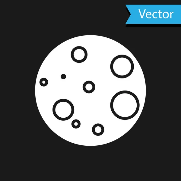 Weißer Mond Ikone isoliert auf schwarzem Hintergrund. Vektorillustration — Stockvektor