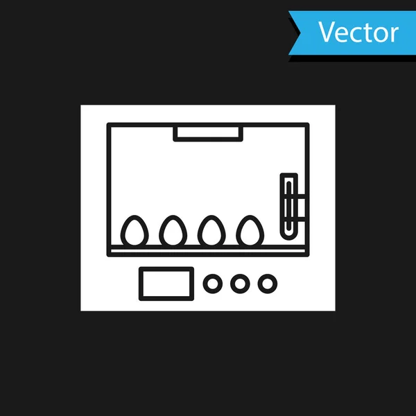 Incubateur blanc pour les œufs icône isolée sur fond noir. Illustration vectorielle — Image vectorielle