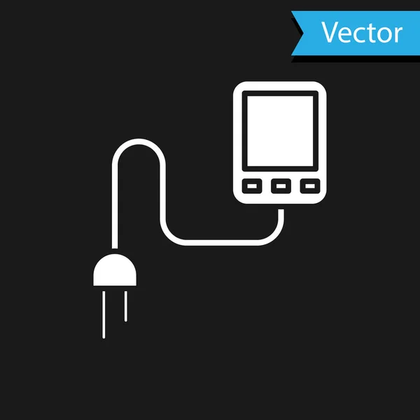 Ícone do sensor branco isolado no fundo preto. Ilustração vetorial — Vetor de Stock