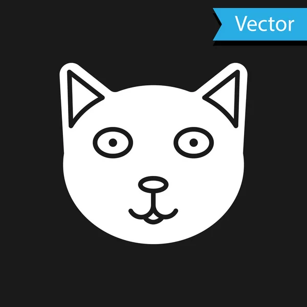 Ícone de animal de estimação branco isolado no fundo preto. Ilustração vetorial — Vetor de Stock