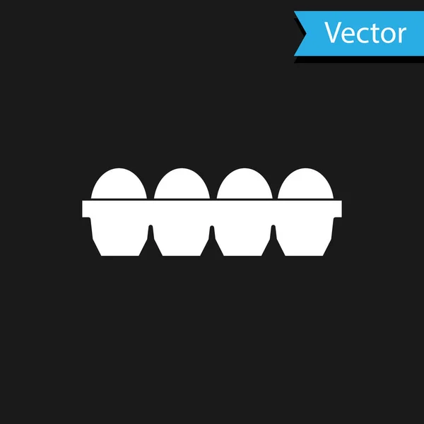 盒子里的白鸡蛋图标在黑色背景上被分离出来. 病媒图解 — 图库矢量图片