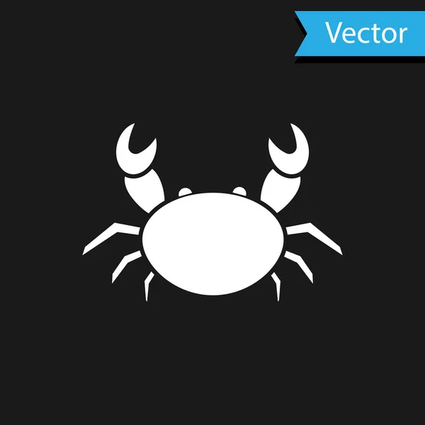 Icono Cangrejo Blanco aislado sobre fondo negro. Ilustración vectorial — Vector de stock