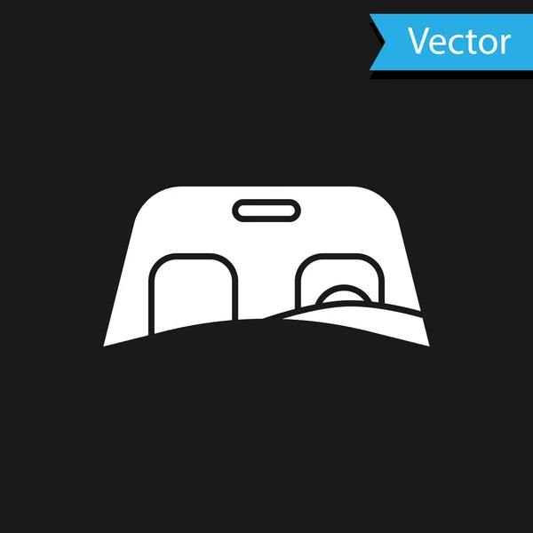 Icono del parabrisas del coche blanco aislado sobre fondo negro. Ilustración vectorial — Vector de stock