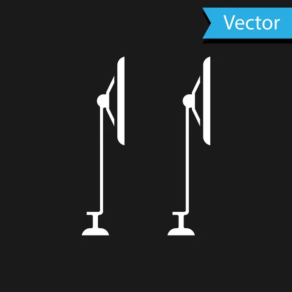 Weißes Scheibenwischer-Symbol isoliert auf schwarzem Hintergrund. Vektorillustration — Stockvektor