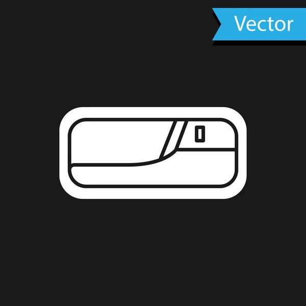Weißes Türgriff-Symbol isoliert auf schwarzem Hintergrund. Vektorillustration — Stockvektor