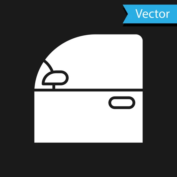 Weißes Symbol der Autotür isoliert auf schwarzem Hintergrund. Vektorillustration — Stockvektor