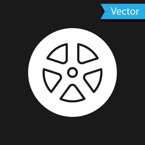Weißes Autoradsymbol isoliert auf schwarzem Hintergrund. Vektorillustration — Stockvektor