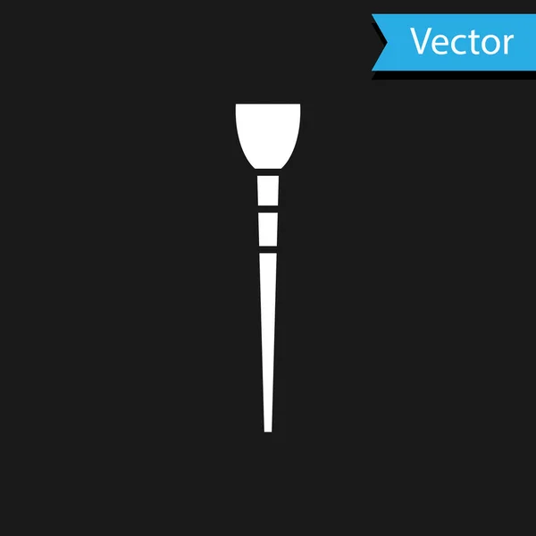 Icona pennello trucco bianco isolato su sfondo nero. Illustrazione vettoriale — Vettoriale Stock