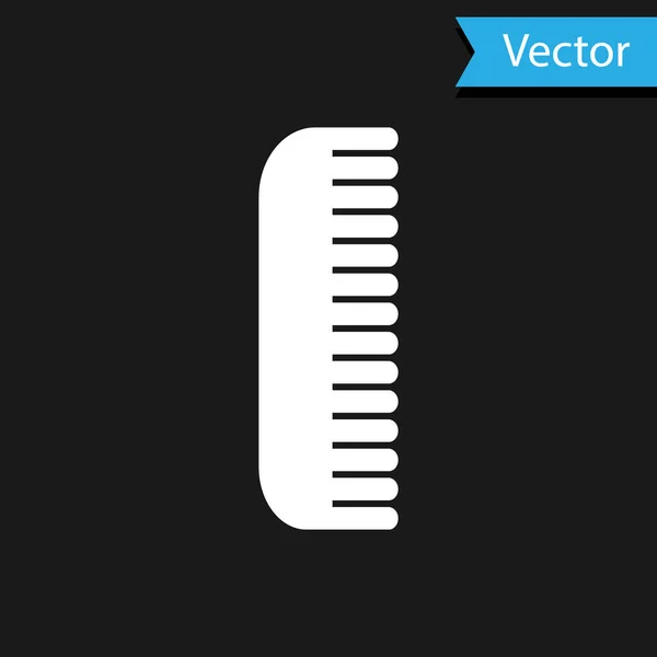 Weißes Haarbürstensymbol isoliert auf schwarzem Hintergrund. Haarschild kämmen. Friseur-Symbol. Vektorillustration — Stockvektor