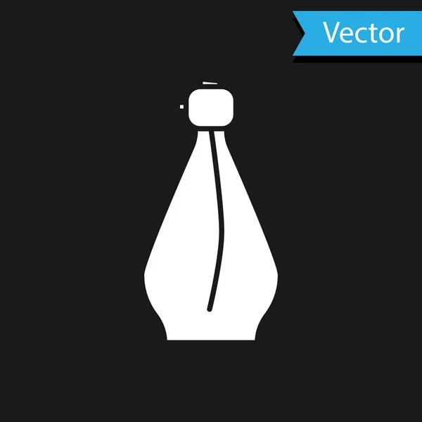 Icono Perfume blanco aislado sobre fondo negro. Ilustración vectorial — Vector de stock