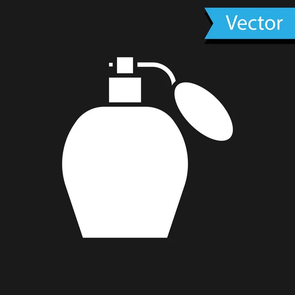 Weißes Parfüm-Symbol isoliert auf schwarzem Hintergrund. Vektorillustration — Stockvektor