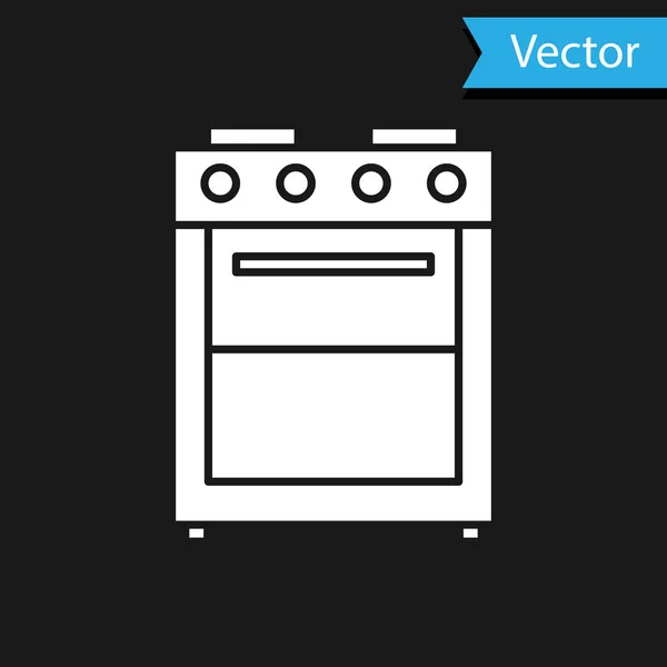 Siyah arkaplanda beyaz fırın simgesi var. Fırın tabelası. Vektör İllüstrasyonu — Stok Vektör
