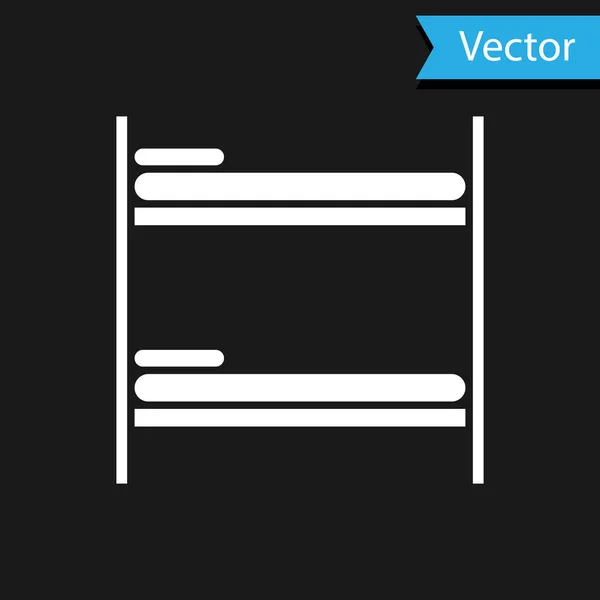 Ícone de beliche branco isolado no fundo preto. Ilustração vetorial — Vetor de Stock