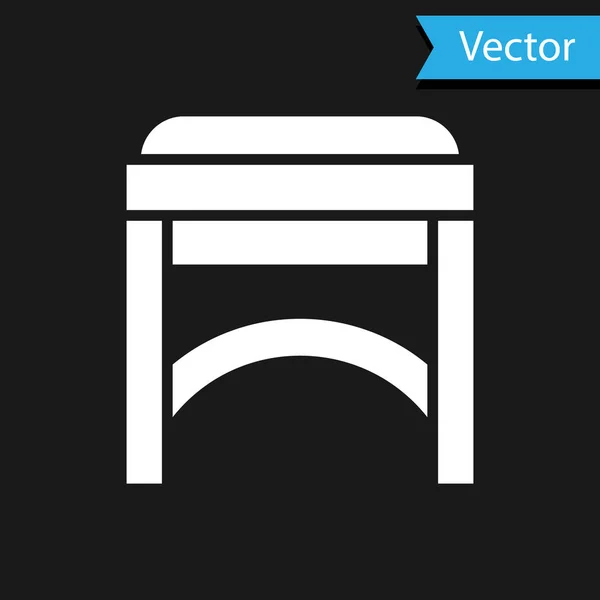Weißer Stuhl Symbol isoliert auf schwarzem Hintergrund. Vektorillustration — Stockvektor