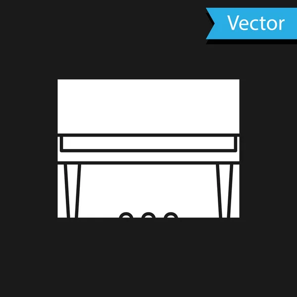 Icône piano à queue blanche isolée sur fond noir. Instrument de musique. Illustration vectorielle — Image vectorielle