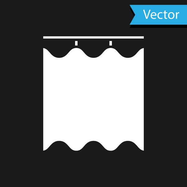 Icono de cortinas blancas aisladas sobre fondo negro. Ilustración vectorial — Vector de stock