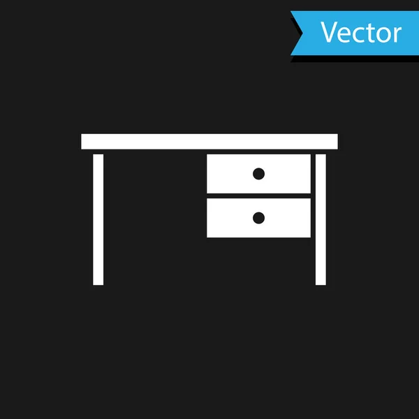 Icône de bureau blanc isolé sur fond noir. Illustration vectorielle — Image vectorielle