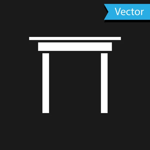 Ícone de mesa de madeira branco isolado no fundo preto. Ilustração vetorial —  Vetores de Stock