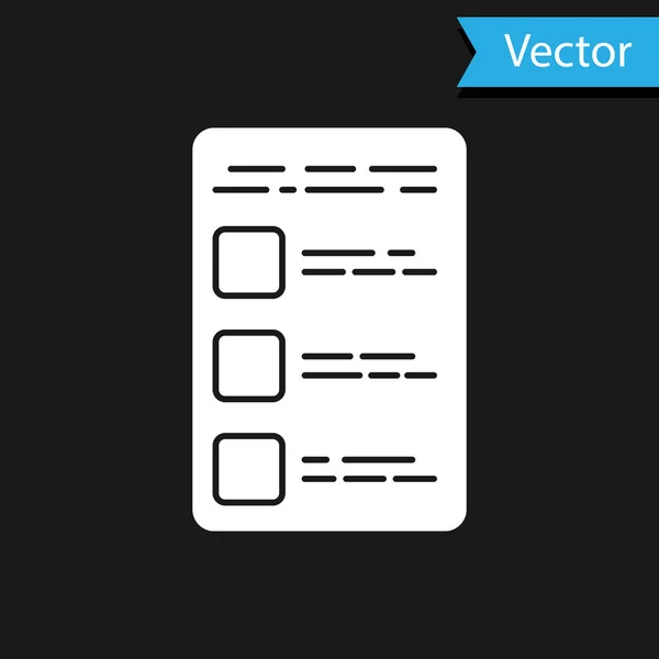 Blanco Crear pantalla de cuenta en el icono del teléfono móvil aislado en fondo negro. Ilustración vectorial — Vector de stock