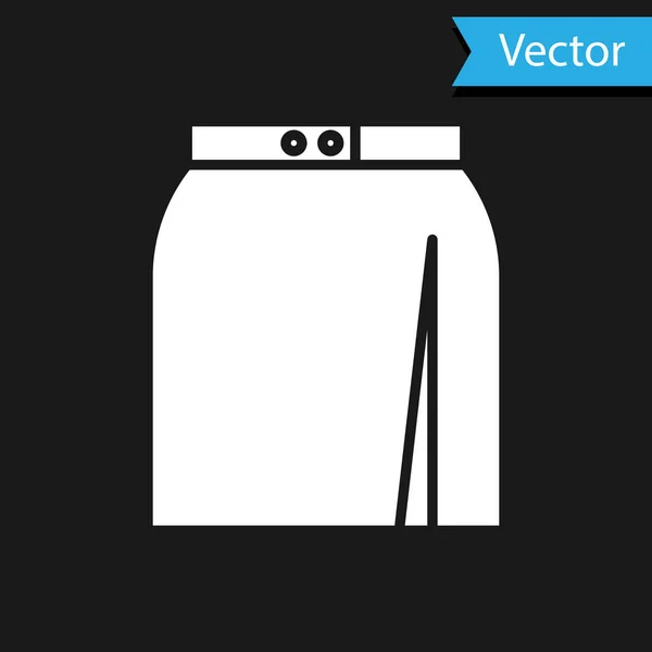 Icono de falda blanca aislado sobre fondo negro. Ilustración vectorial — Vector de stock