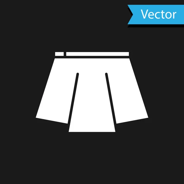 Icono de falda blanca aislado sobre fondo negro. Ilustración vectorial — Vector de stock