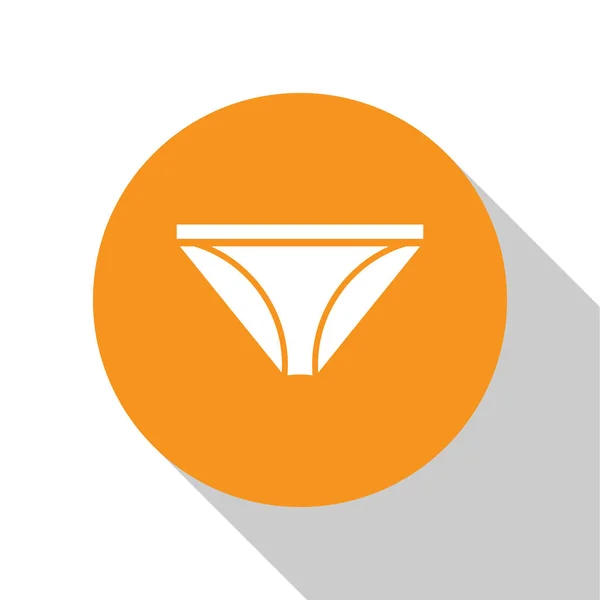 White Men underpants icon isolated on white background. Man underwear. Orange circle button. Vector Illustration — Stock Vector