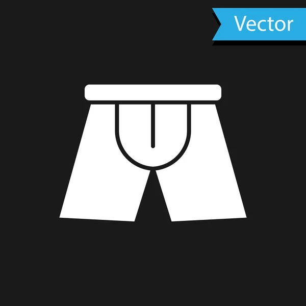 Hombres blancos icono de calzoncillos aislados sobre fondo negro. Ropa interior de hombre. Ilustración vectorial — Vector de stock