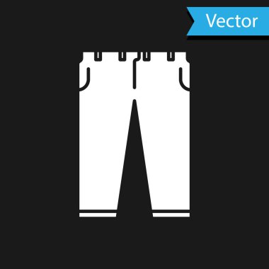 Beyaz Pantolon simgesi siyah arkaplanda izole edildi. Vektör İllüstrasyonu