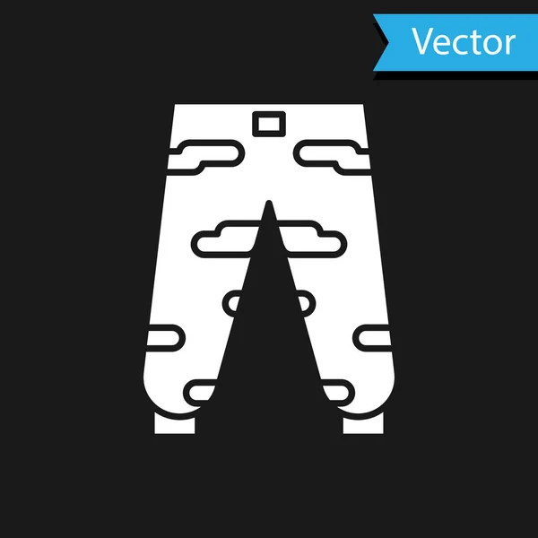 Белый камуфляж грузовых штанов значок изолирован на черном фоне. Векторная миграция — стоковый вектор