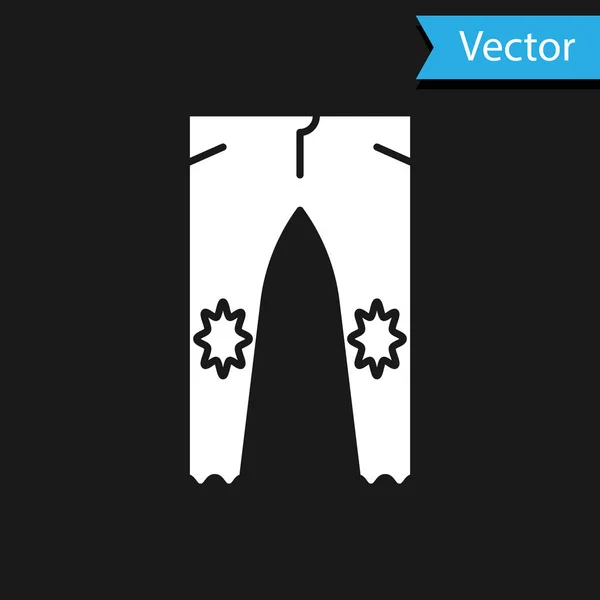 Icono de Pantalones Blancos aislado sobre fondo negro. Ilustración vectorial — Vector de stock