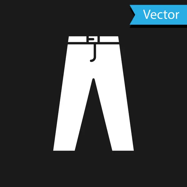 Icono de Pantalones Blancos aislado sobre fondo negro. Ilustración vectorial — Vector de stock