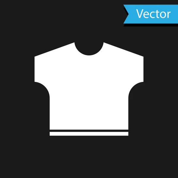 Weißes T-Shirt-Symbol isoliert auf schwarzem Hintergrund. Vektorillustration — Stockvektor