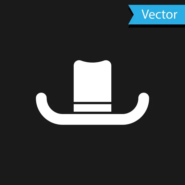 Chapéu Homem Branco com ícone de fita isolado no fundo preto. Ilustração vetorial — Vetor de Stock