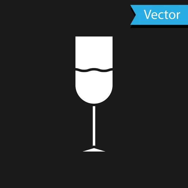 Ícone de vidro de vinho branco isolado no fundo preto. Ícone de vinho. Símbolo Goblet. Sinal de vidro. Ilustração vetorial — Vetor de Stock