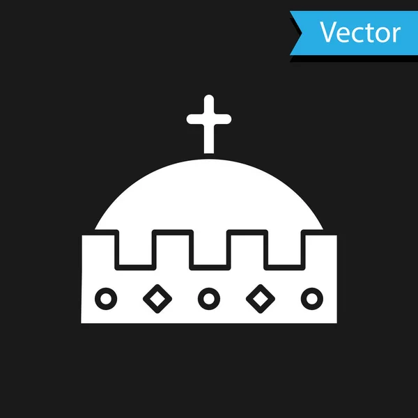 White King crown icon isolated on black background. Vector Illustration — Stock Vector