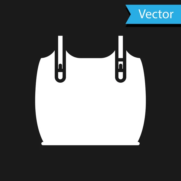 Icono de armadura de cuerpo blanco aislado sobre fondo negro. Ilustración vectorial — Vector de stock